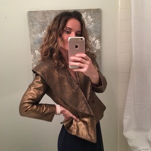 : EREZ : Gold LEATHER Vintage Jacket and skirt